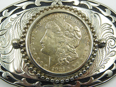 SOUTHWESTERN 1921 MORGAN SILVER DOLLAR BELT BUCKLE / GREAT FATHER&rsquo;S DAY GIFT!