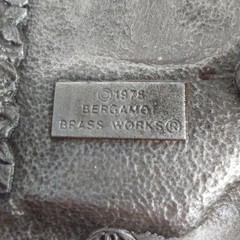 BERGAMOT Brass Works Bear Fish Belt Buckle Trout Fishing Silver Tone 1978