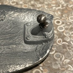 I’d Rather Be Fishing 3 Inch Pewter Belt Buckle Model 523 Blue And Red Enamel