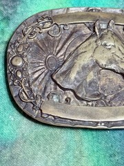 VTG Brass Belt Buckle Harold I. Bowman & Sons Horse Equestrian Western Cowboy