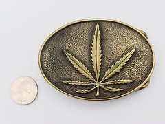 Solid Brass Rare Marijuana Pot Leaf Vintage BTS Belt Buckle