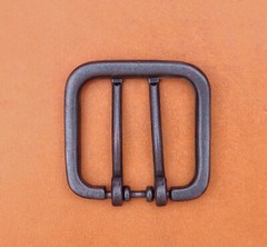 Wide Double Tongue Pin Roller Prong Pin Belt Black Buckle Fits 40MM Belt Straps
