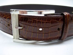 Sterling silver 925 buckle w/1.5&Prime; Genuine Alligator belt sizes 32 to 44 U.S.A.