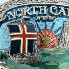 Vtg Tor Nordhus Belt Buckle North Cape Viking Ship Land Midnight Sun Norway &rsquo;91