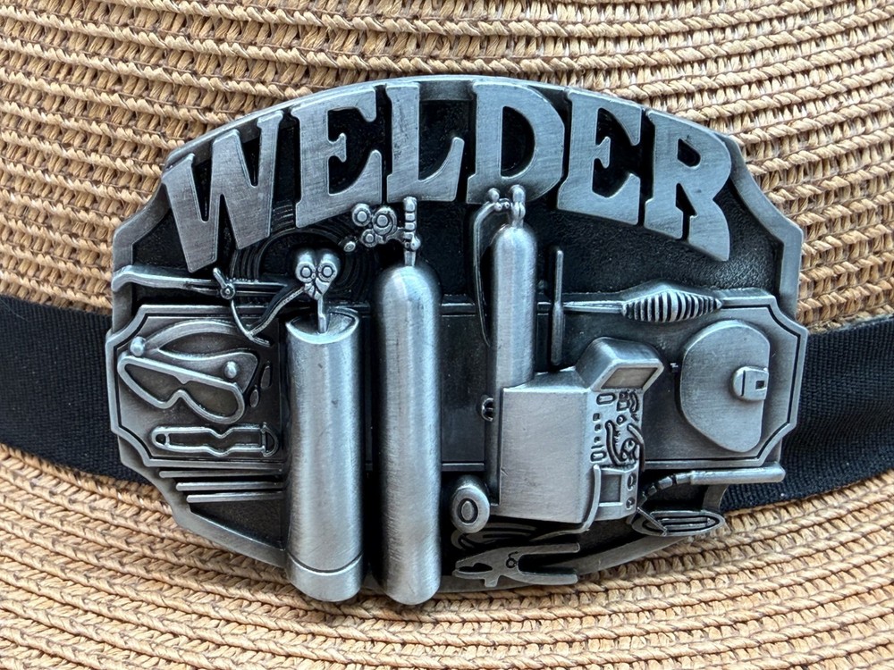 Antiqued Silver Finished Welder Professions Belt Buckle