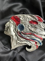 Vintage Chief Belt Buckle By The Great American Buckle Company Chicago 3&Prime;x3&Prime;