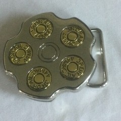 3RDRAIL Chrome Revolver Gun Barrel Novelty Belt Buckle 44 MAC Five Shot Bullet