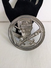 Silver Star Skull and Swords Belt Buckle Made in USA