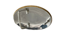 Western Initial Belt Buckle 3.5 x 2 5/8 in Oval S Silver Engraved Gold 1.75