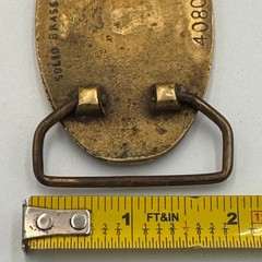 Vintage Caterpillar Belt Buckle Solid Brass Oval Logo 4080 Taiwan ROC Gold Tone