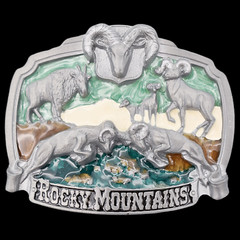 Rocky Mountains Bighorn Sheep Colorado Vintage Belt Buckle