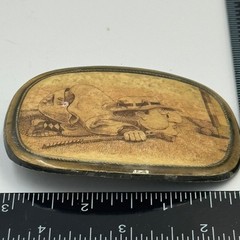 Vintage Golf Humor Scrimshaw Style Belt Buckle Golfer Putting Brass Tone Oval