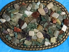 Vtg 1970&rsquo;s Brass Rope Oval Belt Buckle With Semi Precious Stones
