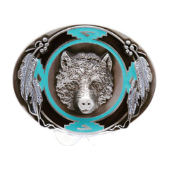 Men Western Belt Buckle Silver Metal Bear Hunter Country Chic Casual Jeans Pants