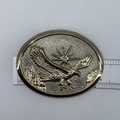 Vintage Belt Buckle Gold & Silver Tone Americana Eagle Western Cowboy Southwest