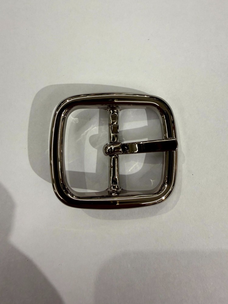 Solid Brass Polished Nickel Center Bar Belt Buckle Made in Italy Fits 1.10&Prime; Belt