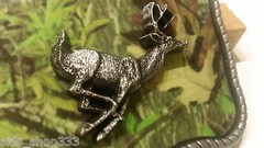 Raised Detail CAMO DEER RUNNING camouflage BELT BUCKLE metal western hunting USA