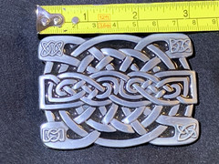 Buckle Rage Belt Buckle Celtic Endless Knot Silver-Tone Braided Art Design EUC