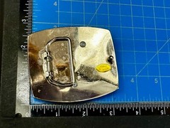 Letter Initial T – Silver color Vintage Belt Buckle – Missing Rhinestone?