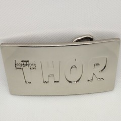 The Mighty THOR Solid Metal Men&rsquo;s Belt Buckle Silver Shiny Chrome Marvel 2011