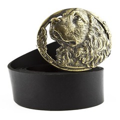 Cocker Spaniel brass belt buckle, Cocker Spaniel dog head, Hunting dog buckle
