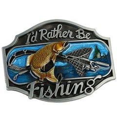 Novelty Enamel Fishing Belt Buckle Western Cowboy Buckle Metal Vintage Mens