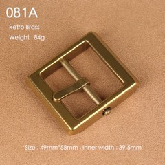 Brass Belt Buckle for Men Leather Belt Pin Buckle Stainless Steel Vintage Style