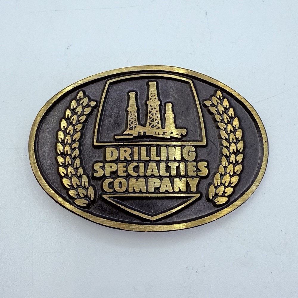 DRILLING SPECIALTIES COMPANY OIL & GAS BRASS VINTAGE BELT BUCKLE
