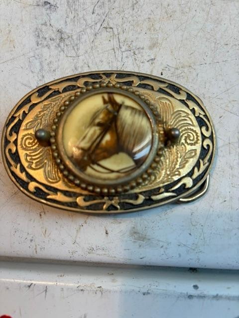 ZB – 003 Brass Horse Head Belt Buckle W Cameo Like Head