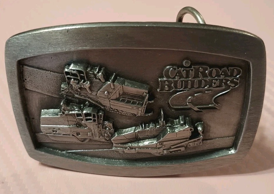 Vintage NOS CAT Road Builders Belt Buckle Caterpillar Heavy Equipment 1992