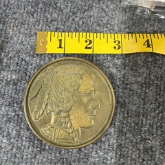 Vintage Baron Buckles Solid Brass Native American Chief Belt Buckle 416 Round