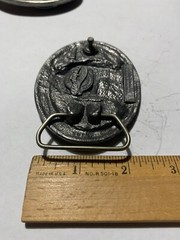 Pewter Belt Buckle Patriotic America Love It or Give it Back NEW sky blue stripe