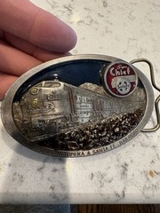 Vtg Super Chief Atchison Topeka & Santa Fe Railroad ATSF Pewter Belt Buckle BHN