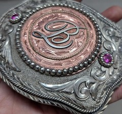 vintage RRR belt buckle OVERSIZED western cowboy BARAJAS rodeo ready ranchwear