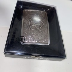 Ariat Western Mens Belt Buckle Rectangular Logo Silver Filigree