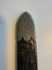 CLINT ORMS Sterling Silver Belt Buckle with Chacon size 38 Leather Belt