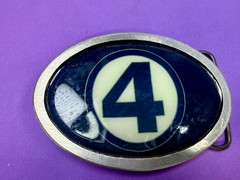 4 Ball Number Channel 4 News? Vintage Custom Enameled Belt Buckle