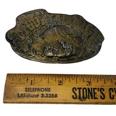 Brass Belt Buckle 1975 Adezy Denver « Rocky Mountain High » Cowgirl Western Boho