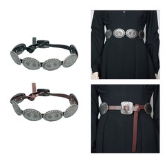 Ethnic Teens Carved Floral Belt Adjustable Buckle Waist Straps for Dress Shirt
