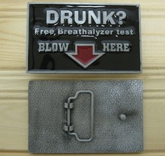 Joke Alcohol Sex Drunk Free breathalyzer test Blow Here belt buckle