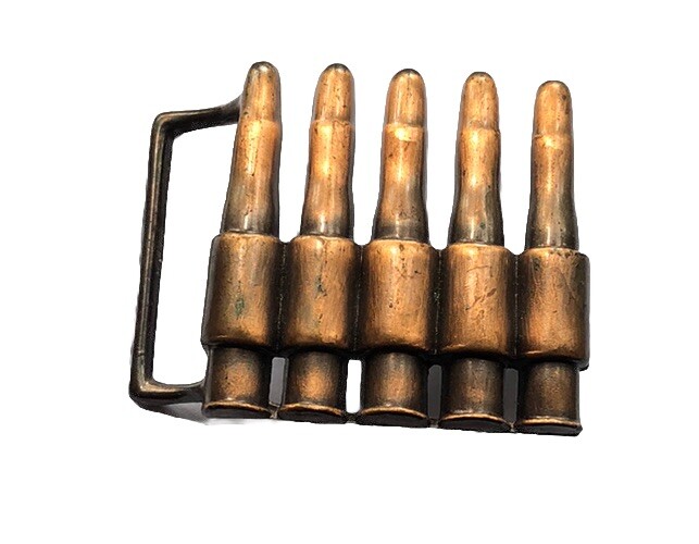Ammo Bullet Belt Buckle Antique Brass Copper Shooting Rifle Ammunition