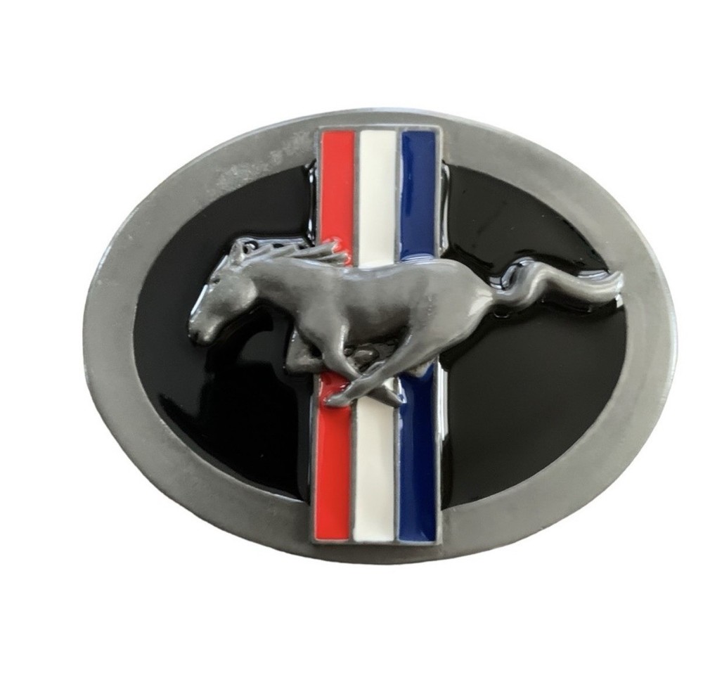 Vintage Siskiyou Ford Mustang Belt Buckle Pewter and Enamel Officially Licensed