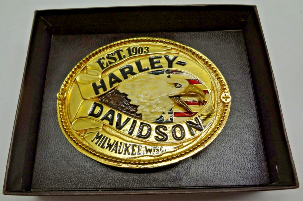 New Vtg Harley Davidson Raintree Belt Buckle « Est 1903 Milwaukee Wisc » FREE SHIP