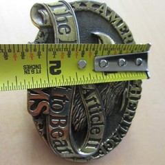 oval – America&rsquo;s Heritage 3 x 2 3/8  » thick BELT BUCKLE eagle right to bear arms