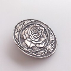Vintage Silver Plated Western Rose Oval Belt Buckle Gurtelschnalle