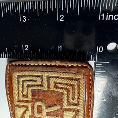 Vintage Leather Belt Buckle Western Style Geometric Embroidered F R