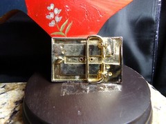 Men&rsquo;s Small Belt Buckle with a Sand Colored Stone, Measures 2 1/2&Prime; X 1/5/8&Prime;