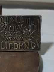 Vintage Brass Belt Buckle – Union Central Pacific Railroad Omaha to California