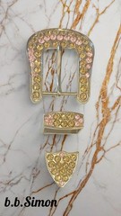 B.B. Simon Full Crystal Belt Buckle Swarovski Colorado Topaz & Rose Crystals