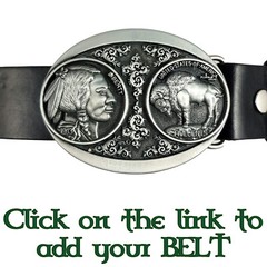Chief Buffalo Cherokee Navajo Native American 5 cent Belt & Buckle Biker Nickel